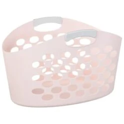 B&M Large Oval Flexi Laundry Basket - Blush