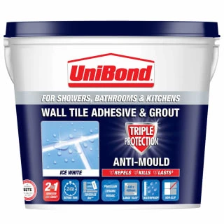UniBond Wall Tile Adhesive And Grout Triple Protect - White 1.28kg 3 UniBond Wall Tile Adhesive And Grout Triple Protect - White 1.28kg