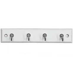 B&M White & Chrome 4 Hook Key Rail