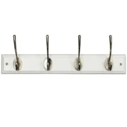 Antique Cream & Brass 4 X Double Hook Rail