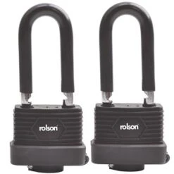 Long Shackle Weatherproof Padlock 50mm 2pk - Black