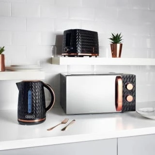 Goodmans Textured Microwave - Black & Rose Gold 5 Goodmans Textured Microwave - Black & Rose Gold - Image 3