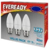 Eveready 40W B22 Candle LED Bulb 3pk -Stanlty Shop 355151 eveready bulbs led 3pk 40w b22 warm white