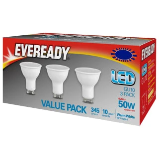 B&M Eveready GU10 50W LED Bulb 3pk 3 B&M Eveready GU10 50W LED Bulb 3pk