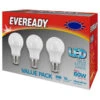 Eveready 60W GLS E27 Bulb 3pk -Stanlty Shop 355159 eveready 3pk 60w led warm white