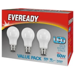 Eveready 60W GLS LED Daylight Bulb 3pk
