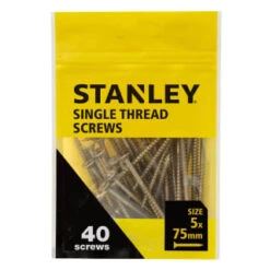 Stanley Single Thread Screws 40pk 5 X 75mm