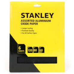 Stanley Aluminium Oxide Sandpaper 6pk - Assorted