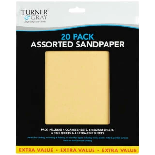 Turner & Gray Assorted Sandpaper 20pk 3 Turner & Gray Assorted Sandpaper 20pk
