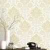 Ornamental Damask Yellow Wallpaper -Stanlty Shop 358077 rasch blown damask yellow grey wallpaper