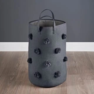 B&M Pom Pom Laundry Hamper - Grey 3 B&M Pom Pom Laundry Hamper - Grey
