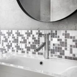 Kensington Silver Mosaic Self Adhesive Wall Tile -Stanlty Shop 359990 kensington silver mosaic self adhesive wall tile 2