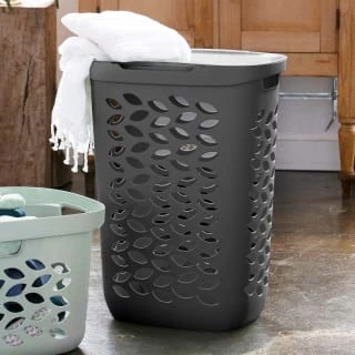 B&M Fleur Pattern Laundry Hamper 62.5L - Charcoal 3 B&M Fleur Pattern Laundry Hamper 62.5L - Charcoal