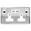 Chrome Double USB 2 Gang Wall Socket -Stanlty Shop 372258 usb chrome double wall socket