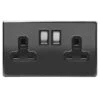 Black 2 Gang Wall Socket -Stanlty Shop 372260 black 2 gang socket
