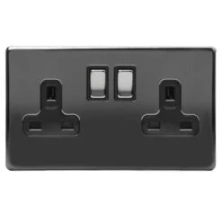 Black 2 Gang Wall Socket