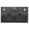 Black Double USB 2 Gang Wall Socket -Stanlty Shop 372261 black usb socket