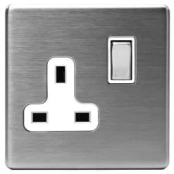 B&M 1 Gang Wall Socket - Stainless Steel 13 Amp
