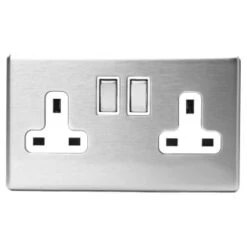 Satin Finish 2 Gang Wall Socket