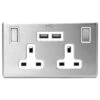 Satin Double USB 2 Gang Wall Socket -Stanlty Shop 372269 satin usb 2gang socket