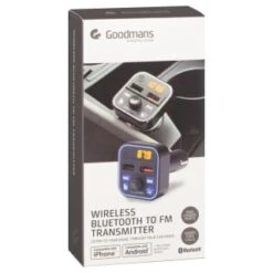 Goodmans FM Transmitter - Black -Stanlty Shop 374322 goodmans wireless bluetooth to fm transmitter 3