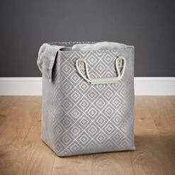 B&M Foil Print Grey Velour Laundry Bag