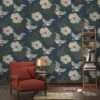 Flying Cranes Navy Wallpaper -Stanlty Shop 378546 flying cranes navy wallpaper 2