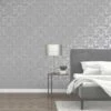 Platina Damask Wallpaper - Charcoal & Silver