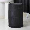 B&M Jacquard Pop-Up Oversized Laundry Bin - Black -Stanlty Shop 381954 laundry collection jaquard pop up oversized laundry bin black