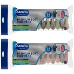 Addis Premium Soft Grip Pegs 24pk - Pink -Stanlty Shop 383530 addis 24pk premium pegs group