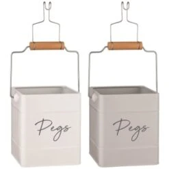 B&M Hanging Peg Tin - White -Stanlty Shop 384544 hanging peg tin white