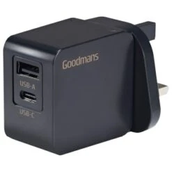 Goodmans Mains PD Fast Charger - Black -Stanlty Shop 386193 goodmans mains pd fast charger black