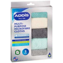Addis Multi-Purpose Microfibre Anti-Bac Cloths 5pk