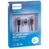 Philips 2 Metre Coax Cable -Stanlty Shop 387480 philips tv aerial cable with adaptor coax 2m