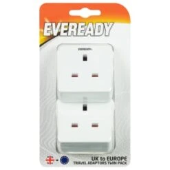 Eveready European Travel Adaptors 2pk