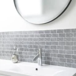Berrington Grey Subway Self Adhesive Wall Tile -Stanlty Shop 389754 berrington grey subway self adhesive wall tile
