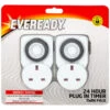 Eveready 24hr Plug-In Timer Sockets 2pk -Stanlty Shop 389970 eveready twin 24hr timer