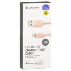 Goodmans Lightning USB Charging Cable - Pink