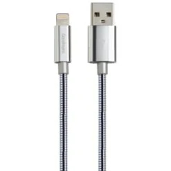 Goodmans Lightning Metal Charging Cable - Silver -Stanlty Shop 390302 goodmans metal lightning charge and sync cable 1m silver