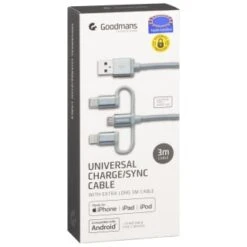 Goodmans 3-in-1 Charging & Sync Cable - Grey