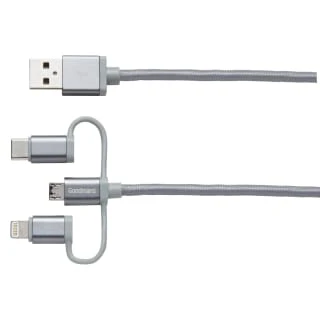 Goodmans 3-in-1 Charging & Sync Cable - Grey 4 Goodmans 3-in-1 Charging & Sync Cable - Grey - Image 2