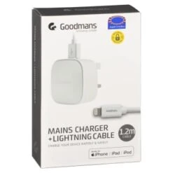 Goodmans Lightning Mains Charger & Cable 1.2m - White