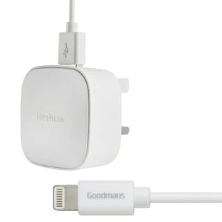 Goodmans Lightning Mains Charger & Cable 1.2m - White 4 Goodmans Lightning Mains Charger & Cable 1.2m - White - Image 2