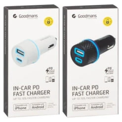 Goodmans In-Car PD Fast Charger - White -Stanlty Shop 390382 goodmans in car pd fast charger main