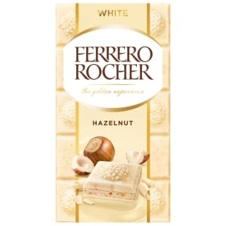Ferrero Rocher White Chocolate Hazelnut Block 90g 3 Ferrero Rocher White Chocolate Hazelnut Block 90g