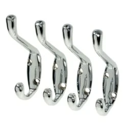 B&M Chrome Effect Double Hooks 4pk