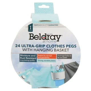 Beldray Ultra-Grip Clothes Pegs With Hanging Basket 24pk 4 Beldray Ultra-Grip Clothes Pegs With Hanging Basket 24pk - Image 2