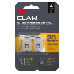 B&M 3M Claw Picture Hanger For Drywall 4pk - 20kg