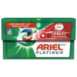 Ariel Platinum Pods + Extra Stain Removal 34 Washes